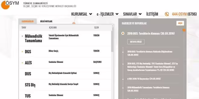 ÖSYM'nin resmi internet sitesi, adaylara erişim kolaylığı sağlayacak şekilde yenilendi.